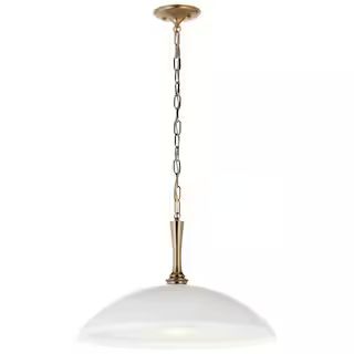 KICHLER Delarosa 20.25 in. 1-Light White Traditional Shaded Oversized Hanging Pendant Light with ... | The Home Depot