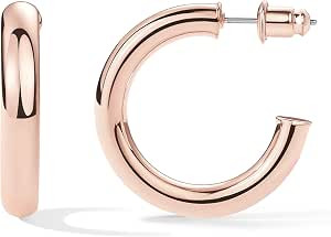 PAVOI Chunky Gold Hoop Earrings for Women, Lightweight 14K Gold Plated | Gold Hoops, Gold Plated ... | Amazon (US)