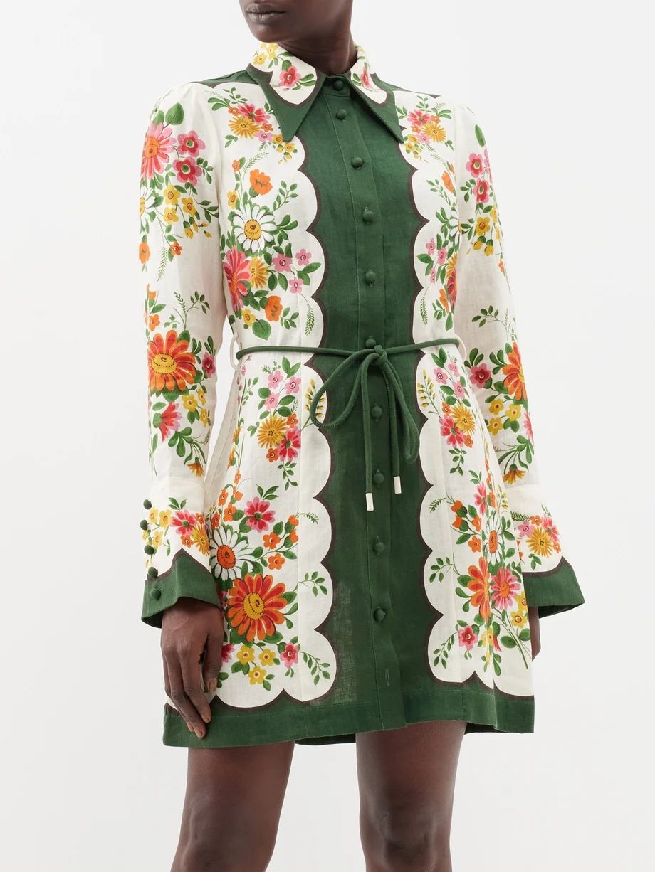 Elisabetta floral-print linen mini shirt dress | ALÉMAIS | Matches (US)