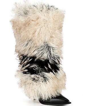 Azalea Wang Ekko Faux Fur Stiletto Boots - 7.5 | Dillard's
