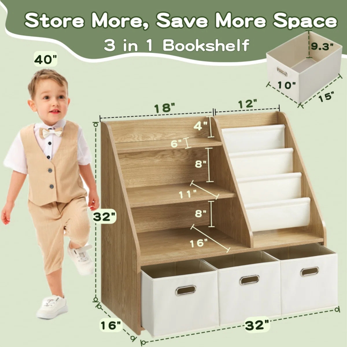Kids Bookshelf And Toy Storage Organizer | Wayfair North America