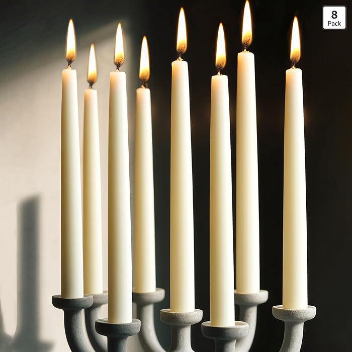 Beeswax Taper Candles White, 9 Inch Natural Beeswax Long Candle Sticks, 10 Hours Burn Time, Smoke... | Amazon (US)