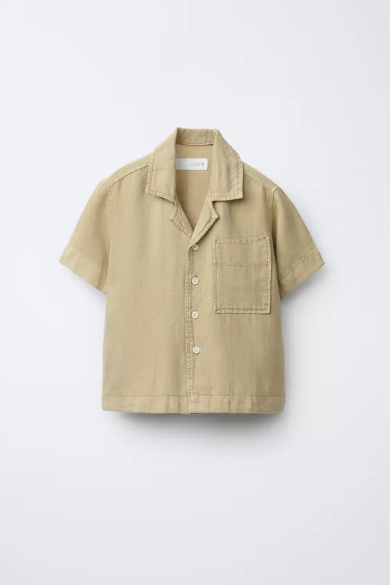 FLOWING LINEN BLEND BOWLING SHIRT | Zara UK