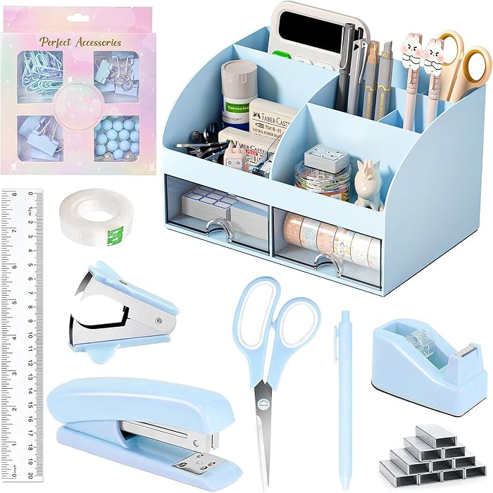 COMFYROOM Desk Accessories with Pen Holder, Office Supplies Desk Organizers and Accessories, Tape... | Amazon (US)