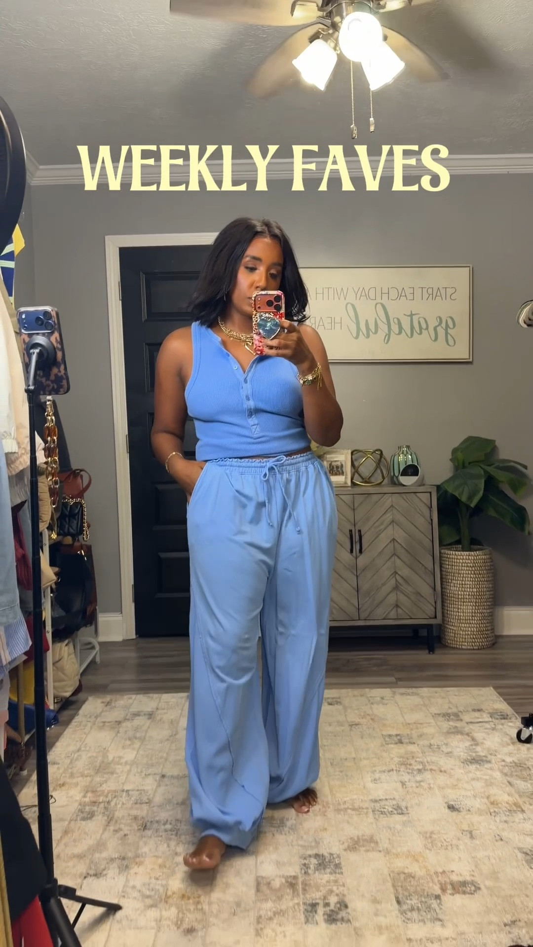 Three effortless sets that make getting dressed so much easier. 🤍💙 From everyday errands to vacation days, these are the throw-on-and-go outfits you’ll keep reaching for.

✨ Soft, comfy, flattering, and easy to mix and match.
✔️ Perfect for travel, brunch, school drop-off, casual Fridays, and weekend plans.
✔️ Affordable finds that look much more expensive.

SIZING REFERENCE: 5’5” | 165 lbs | Size 10
• Blue set: Top M | Bottoms M
• Printed set: M
• Leopard lounge set: M

Everything is linked in my LTK! 🤍

#LTKStyle #FashionOver40 #AffordableFashion #MatchingSet #EverydayStyle

#LTKootd #LTKOver40 #LTKMidsize