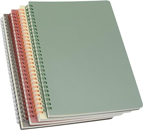 Yansanido Spiral Notebook, 4 Pcs 4 Color 9.8 Inch x 6.9 Inch B5 Thick Plastic Hardcover 7mm Colle... | Amazon (US)