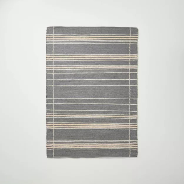 Wool Blend Variegated Stripe Rug Dark Gray - Hearth & Hand™ with Magnolia | Target