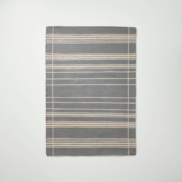 Wool Blend Variegated Stripe Rug Dark Gray - Hearth & Hand™ with Magnolia | Target