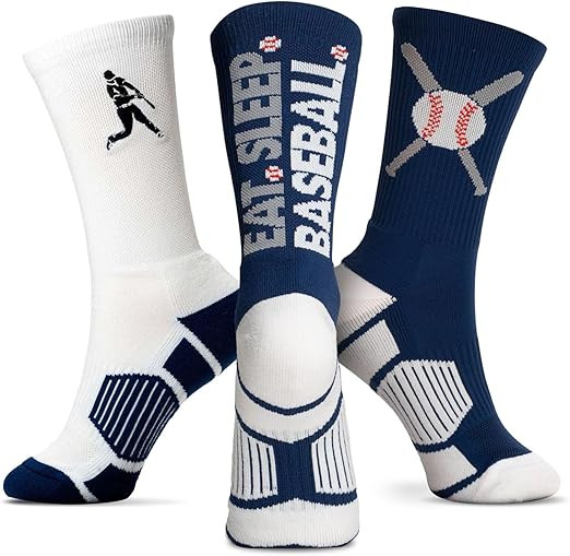 ChalkTalkSPORTS Baseball Performance Crew Socks-Multiple Designs & Colors-Set of 3-Youth & Adult-... | Amazon (US)