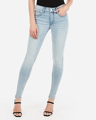 Mid Rise Denim Perfect Light Wash Leggings | Express