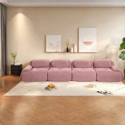 Ergonomic Pink Corduroy Sofas, Cozy 4-seat Modular Couch For Homes | Wayfair North America