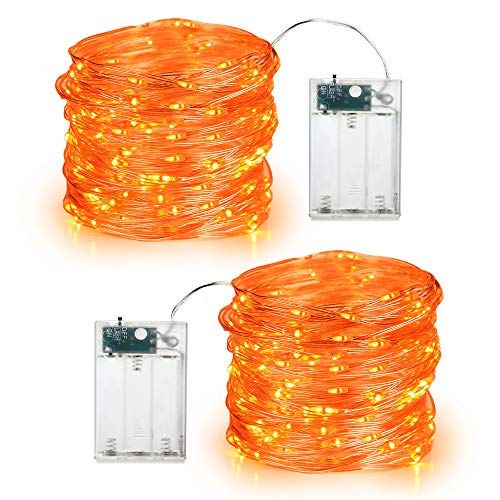 BrizLabs Orange Halloween Lights, 19.47ft 60 LED Orange Fairy Lights String, 2 Modes Battery Hall... | Amazon (US)