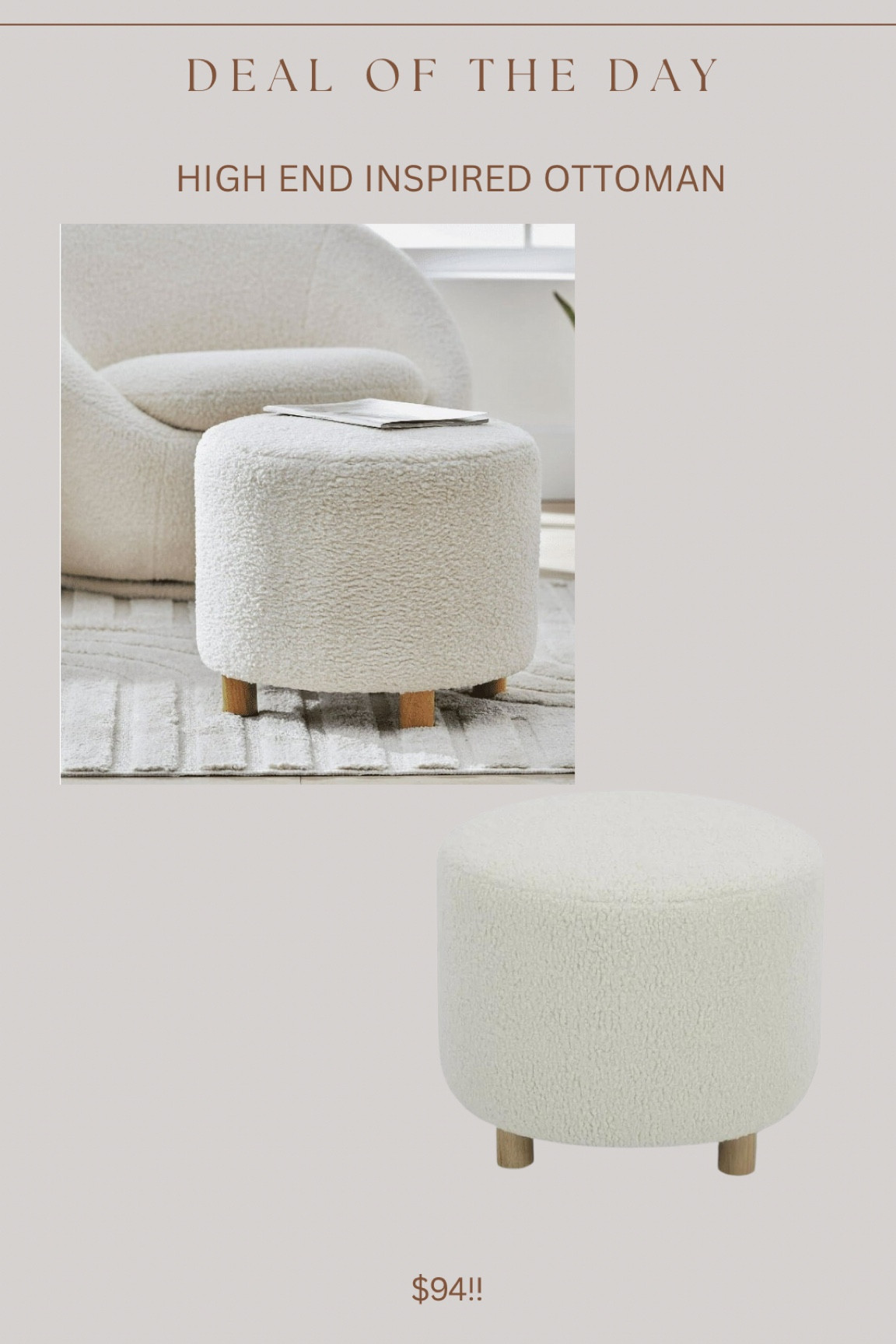 New Walmart ottoman 😍😍 amazing price for this size & style of ottoman! I love the legs!  

#LTKFindsUnder100 #LTKSaleAlert #LTKHome