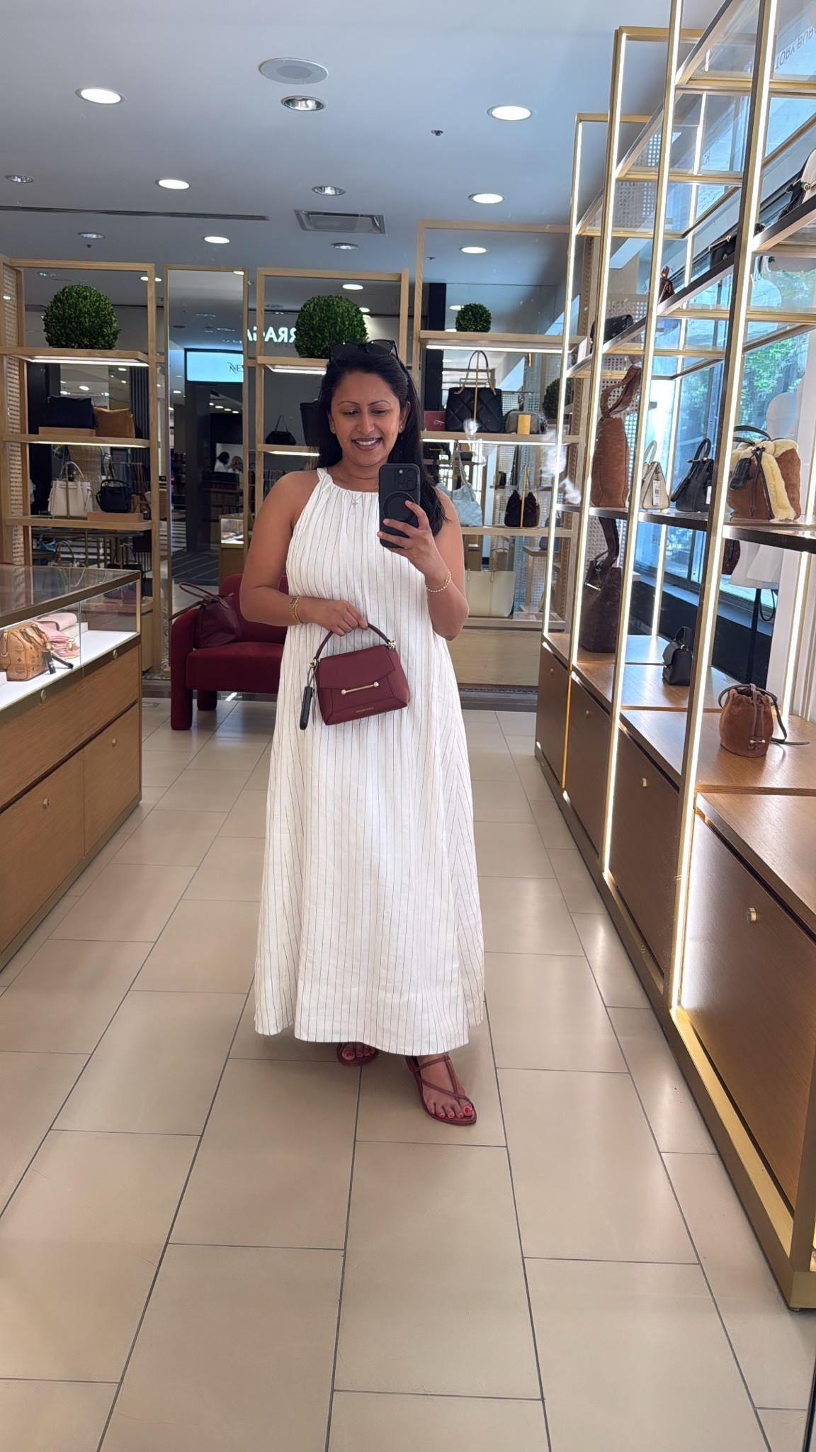 Simple summer shopping day outfit in DISSH striped linen dress 🤍

#LTKootd #LTKPetite #LTKSeasonal