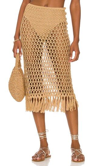 Misty Crochet Midi Skirt in Sand | Revolve Clothing (Global)