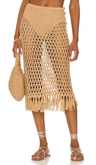 Misty Crochet Midi Skirt in Sand | Revolve Clothing (Global)