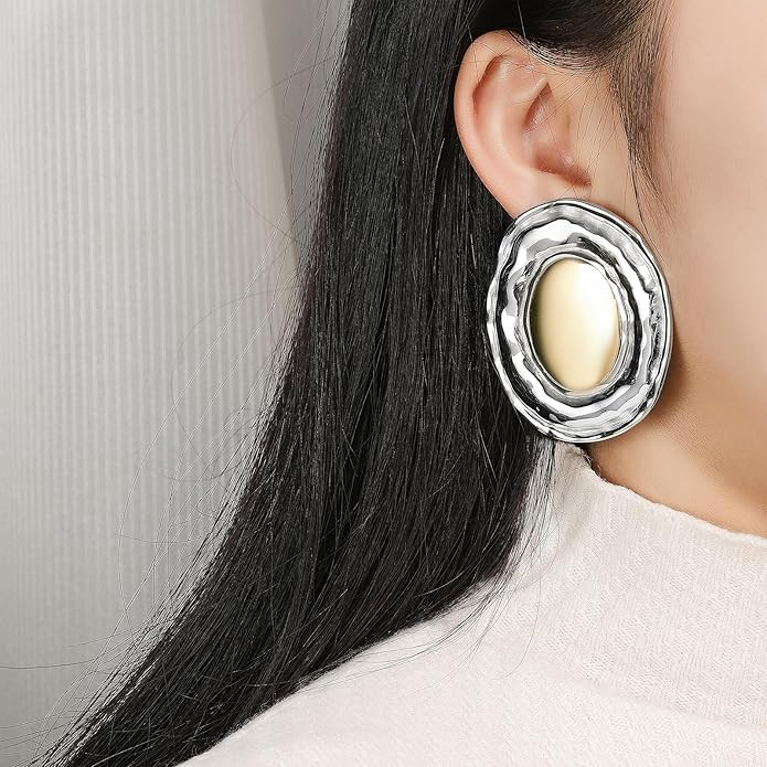 Vintage Gold and Silver Colors Earrings Fashion Geometric Stainless Steel Earrings for Women | Amazon (US)