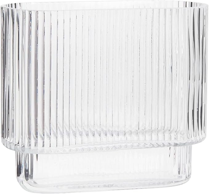 Ribbed Vase, Fluted Vase, Glass Vase for Flowers, Flower Vase, Clear Vase, Modern Vase, Tulip Vas... | Amazon (US)