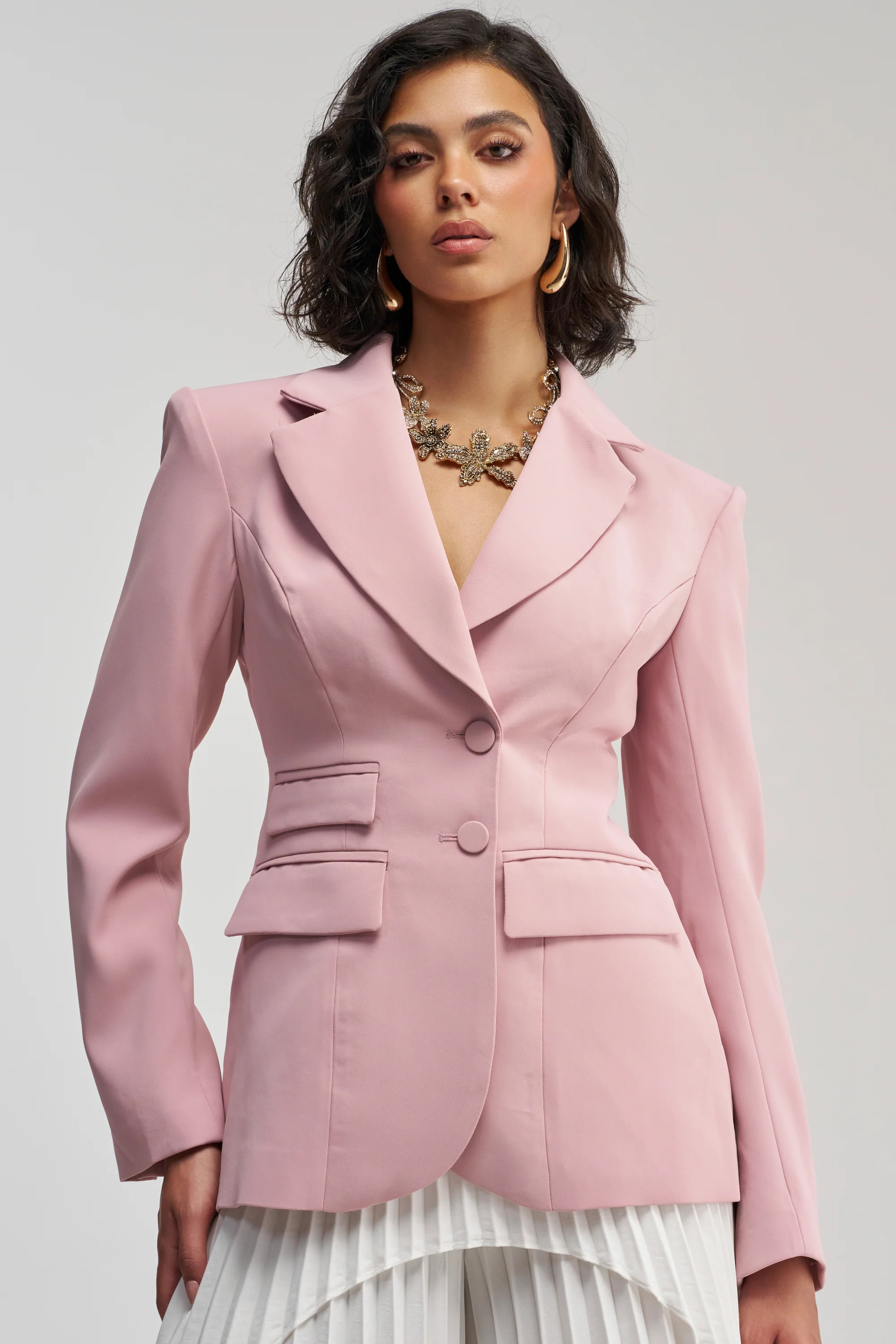 Mauve Fitted Blazer with Notch Lapel | AKIRA | AKIRA