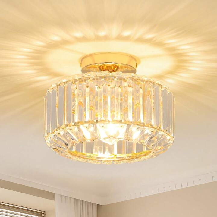 Accesorio de luz de techo dorado - Lámpara de techo semi empotrada de cristal, lámparas de ara... | SHEIN