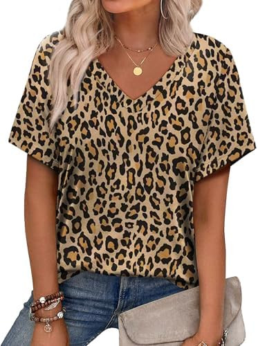 Alaroo Womens Summer Tops 2025 V Neck Short Sleeve Shirts Trendy Dressy Casual Vacation Outfits P... | Amazon (US)