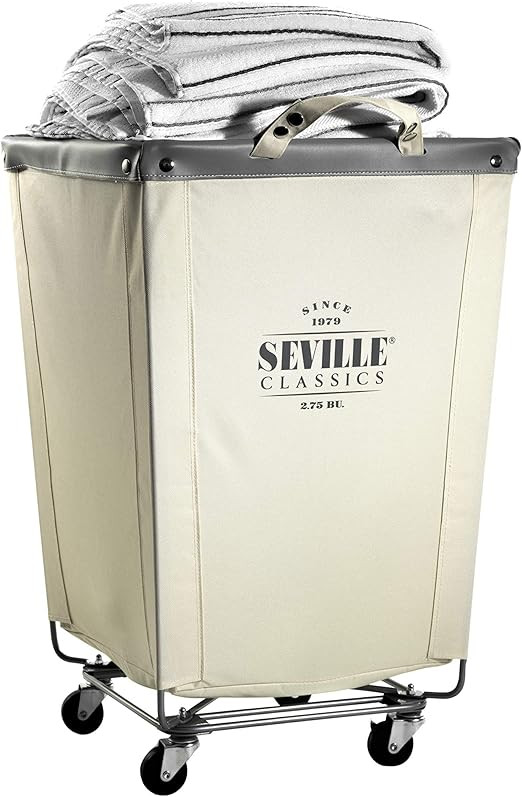 Seville Classics Commercial Heavy-Duty Canvas Laundry Hamper with Wheels, 18.1" D x 18.1" W x 27"... | Amazon (US)