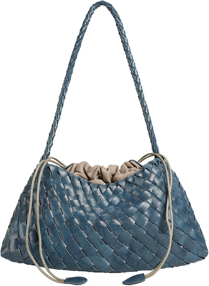 Basket Woven Handbag, Woven Shoulder Bag Cute Hobo Purse Tote Handbag | Amazon (US)