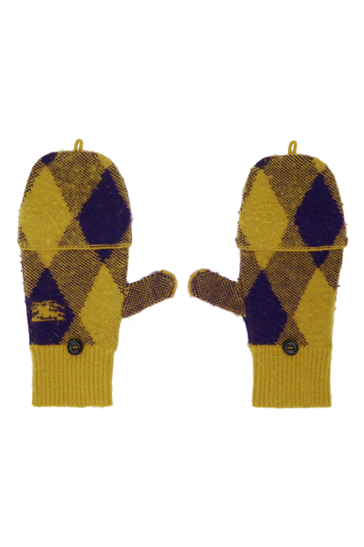 Yellow & Purple Argyle Wool Mittens | SSENSE