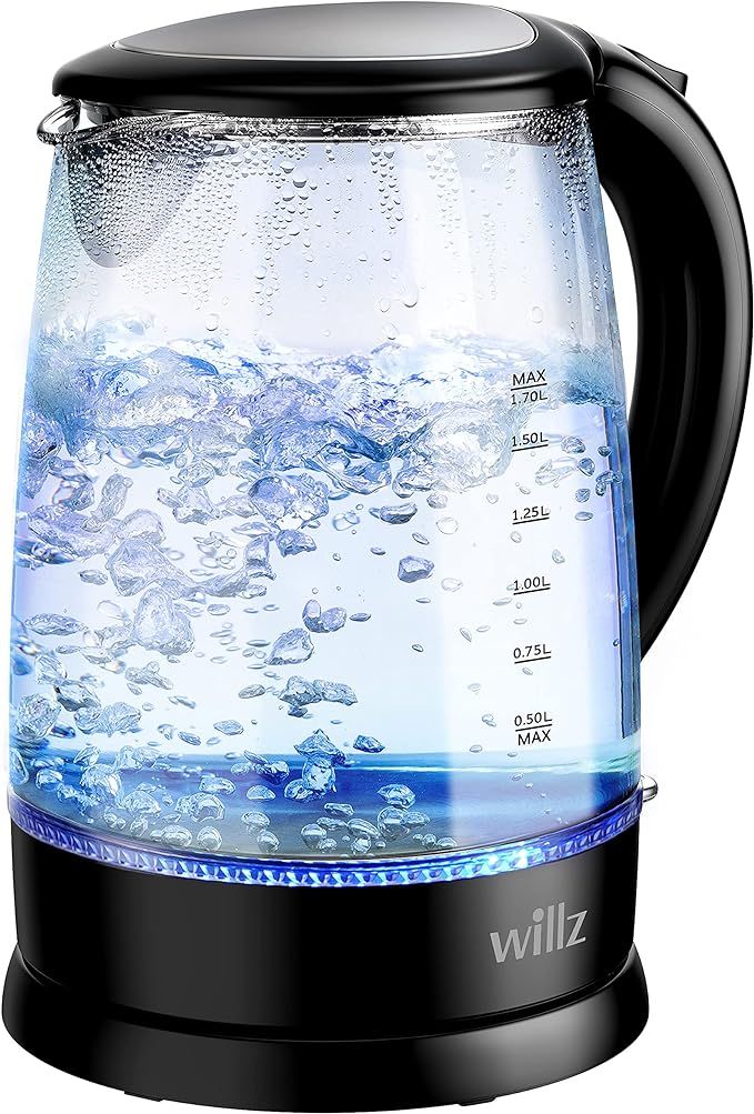Willz Electric Glass Kettle with Heat Resistant Handle and Cordless Pour, Quick Boil & Auto Shut-... | Amazon (US)
