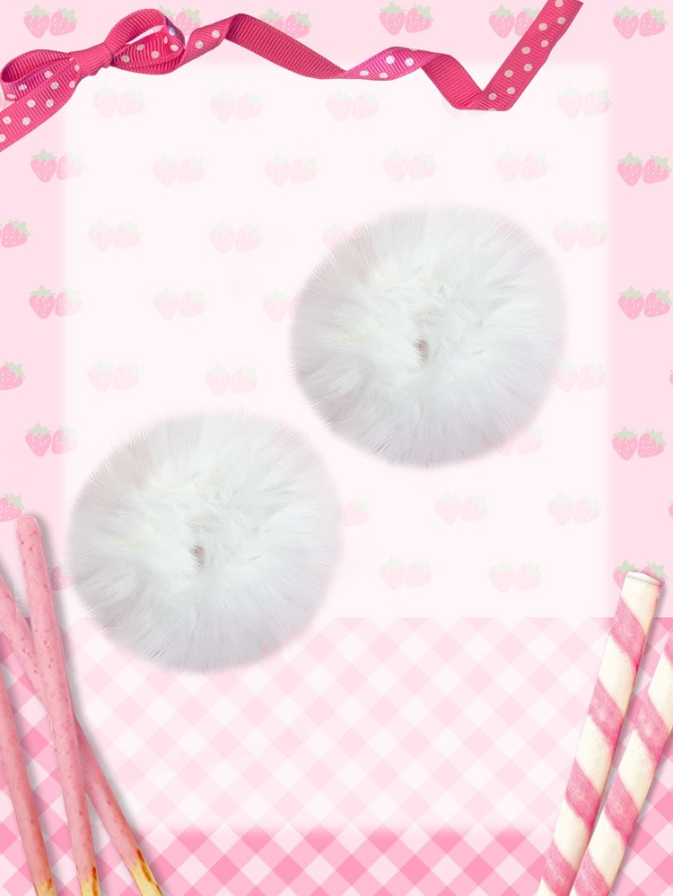 ROMWE Kawaii 2pcs Solid Fluffy Hair Tie | SHEIN