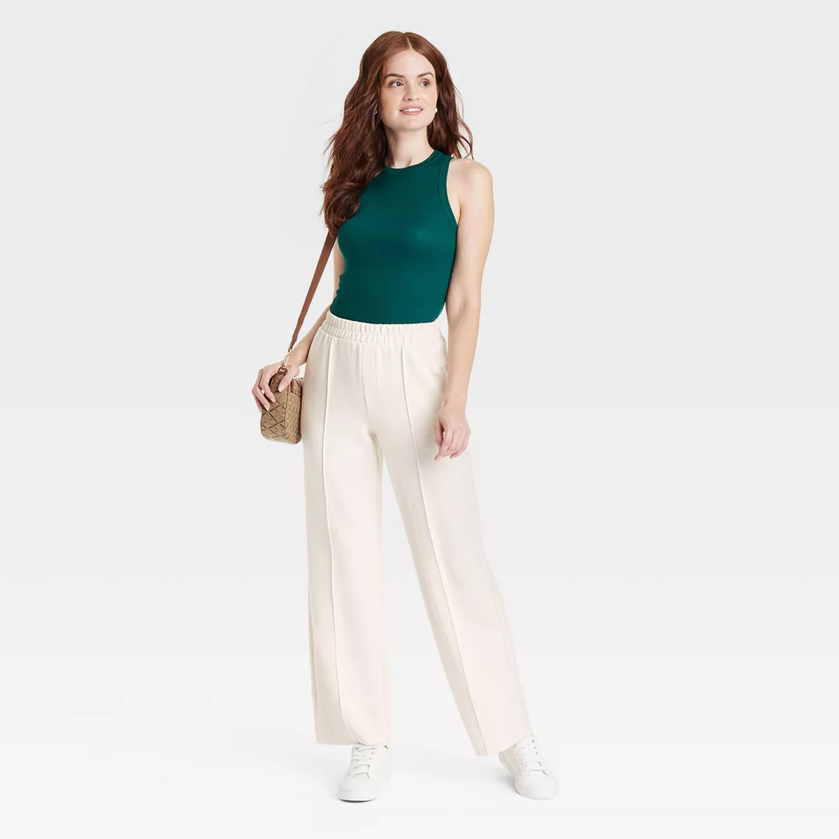 Women's High-Rise Straight Leg Pull-On Pants - A New Day™ Cream S | Target