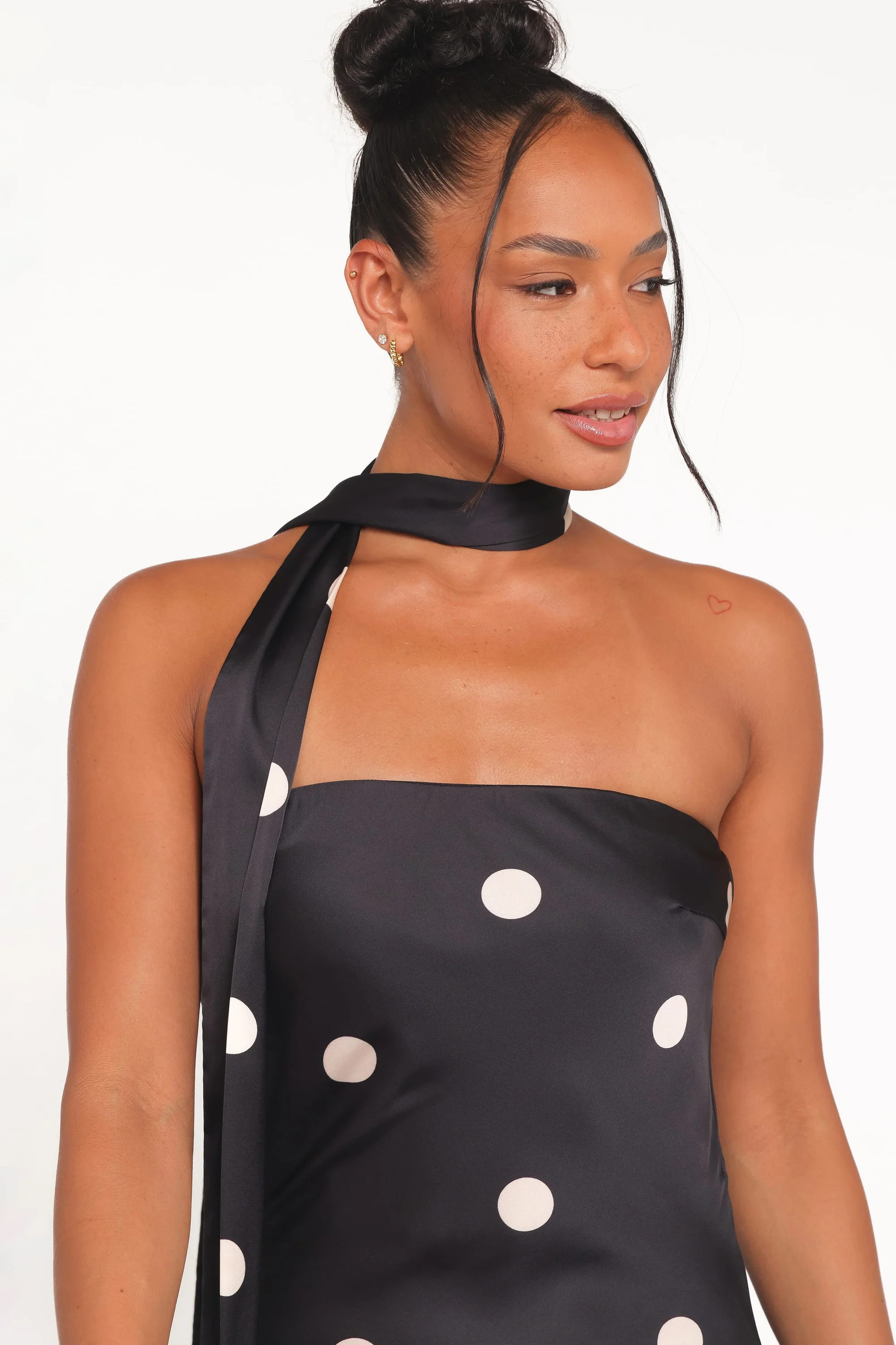 Jutta Strapless Maxi Dress - Black Polka Dot | Petal & Pup (US)