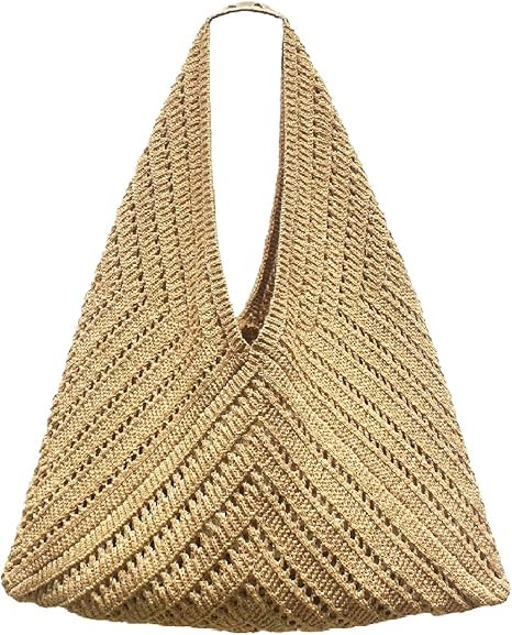 Crochet Beach Tote Bag Summer Vacation Handbags Beach Bag for Women Cute Woven Shoulder Purses Me... | Amazon (US)