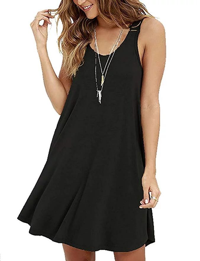 Women's Basic Sleeveless Casual Loose T-Shirt Dress | Walmart (US)
