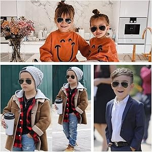 Kids Polarized Aviator Sunglasses for Little Girls Boys Juniors Teenagers, Two Sizes 50MM 52MM | Amazon (US)