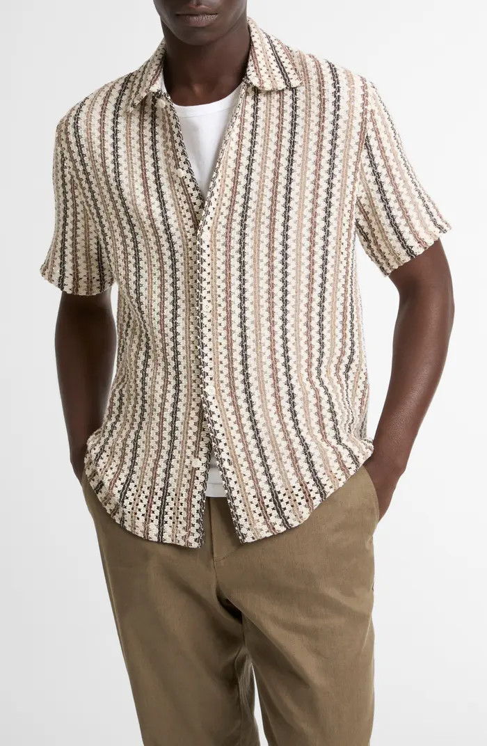 Beach Stripe Short Sleeve Button-Up Shirt | Nordstrom