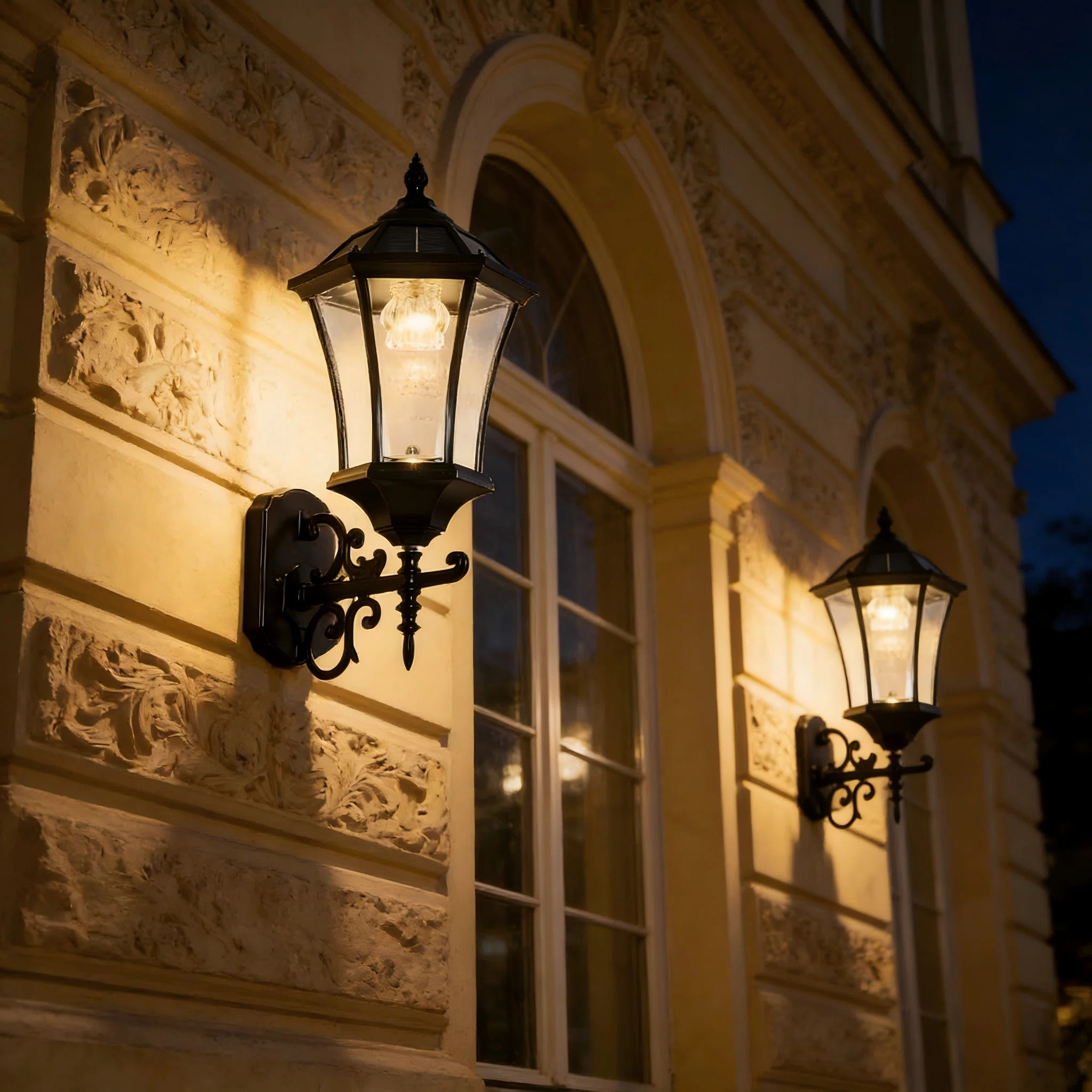 Solar Wall Light Outdoor Classic Black(set Of 2) | Wayfair North America