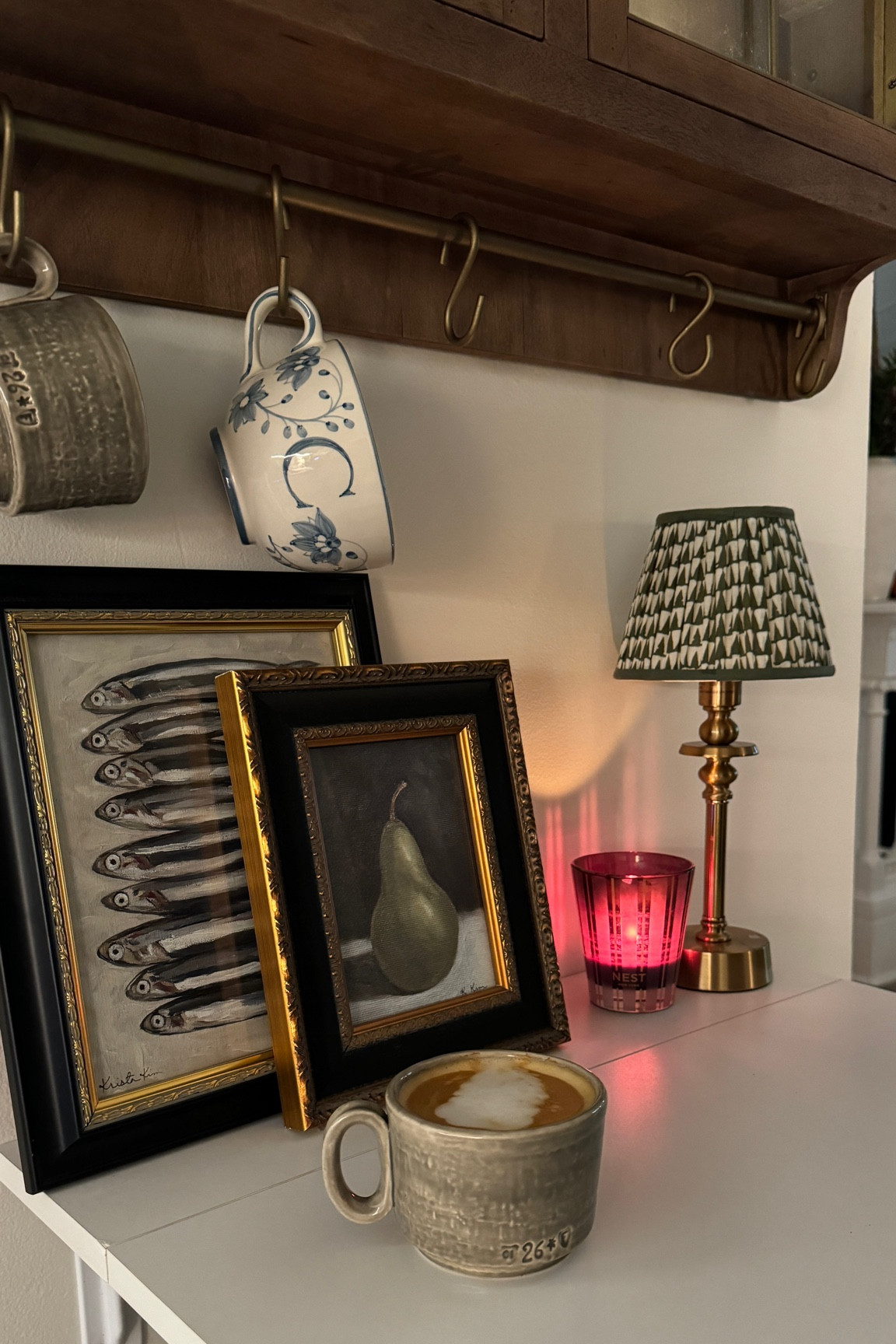 Morning coffee set up! I love these new green mugs, they go perfectly with my little kitchen 
