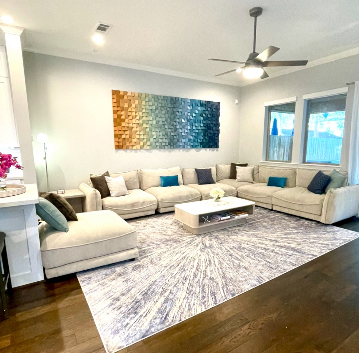 Beautiful living room with a unique large handcrafted wall artt

#LTKstyletip #LTKhome