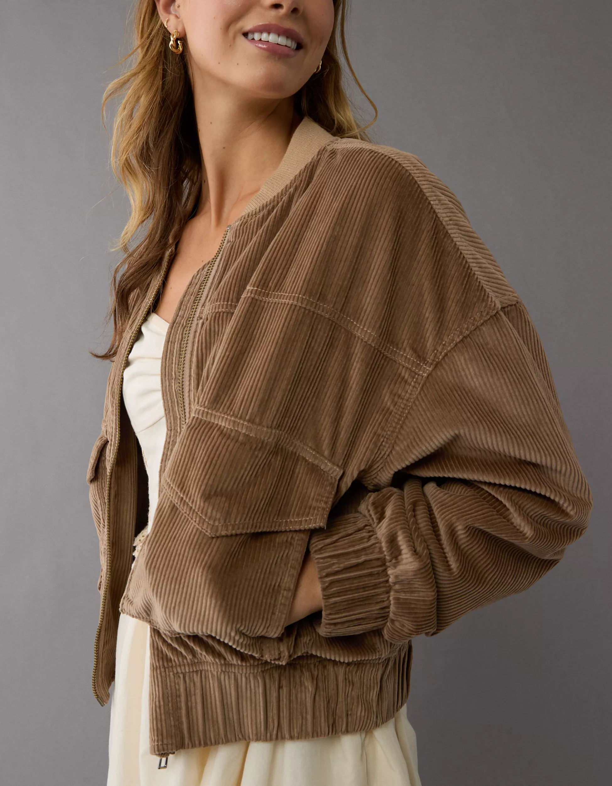 AE Oversized Corduroy Bomber Jacket | American Eagle Outfitters (US & CA)