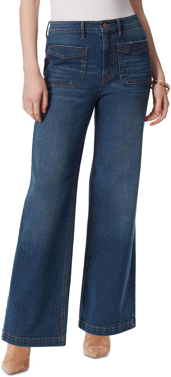 Jessica Simpson Womens Denim Whisker Wash Wide Leg Jeans | Amazon (US)