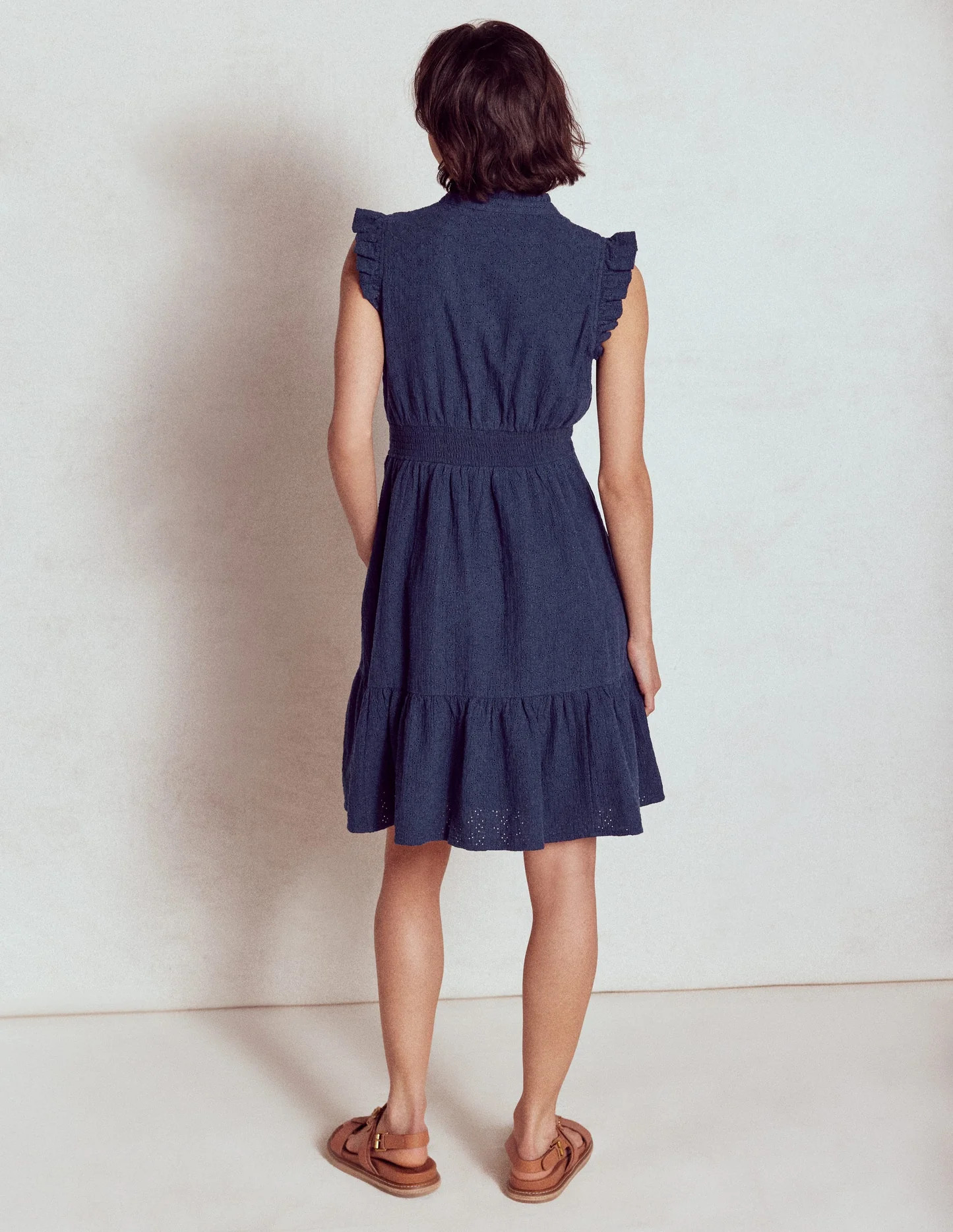 Wren Double Cloth Short Dress-Navy | Boden (US)