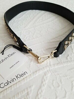 CALVIN KLEIN Women's 30" belt black embellished leather NWT   | eBay | eBay US