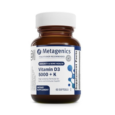 Metagenics Vitamin D3 + K, 5,000 IU, MK-7 (K2), Immune, Bone & Heart Health Support, Non-GMO, Gluten-Free, 60 Softgels | Target