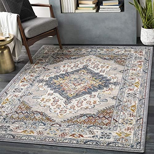 Artistic Weavers Anja Oriental Medallion Area Rug, 6'7" x 9', Grey | Amazon (US)