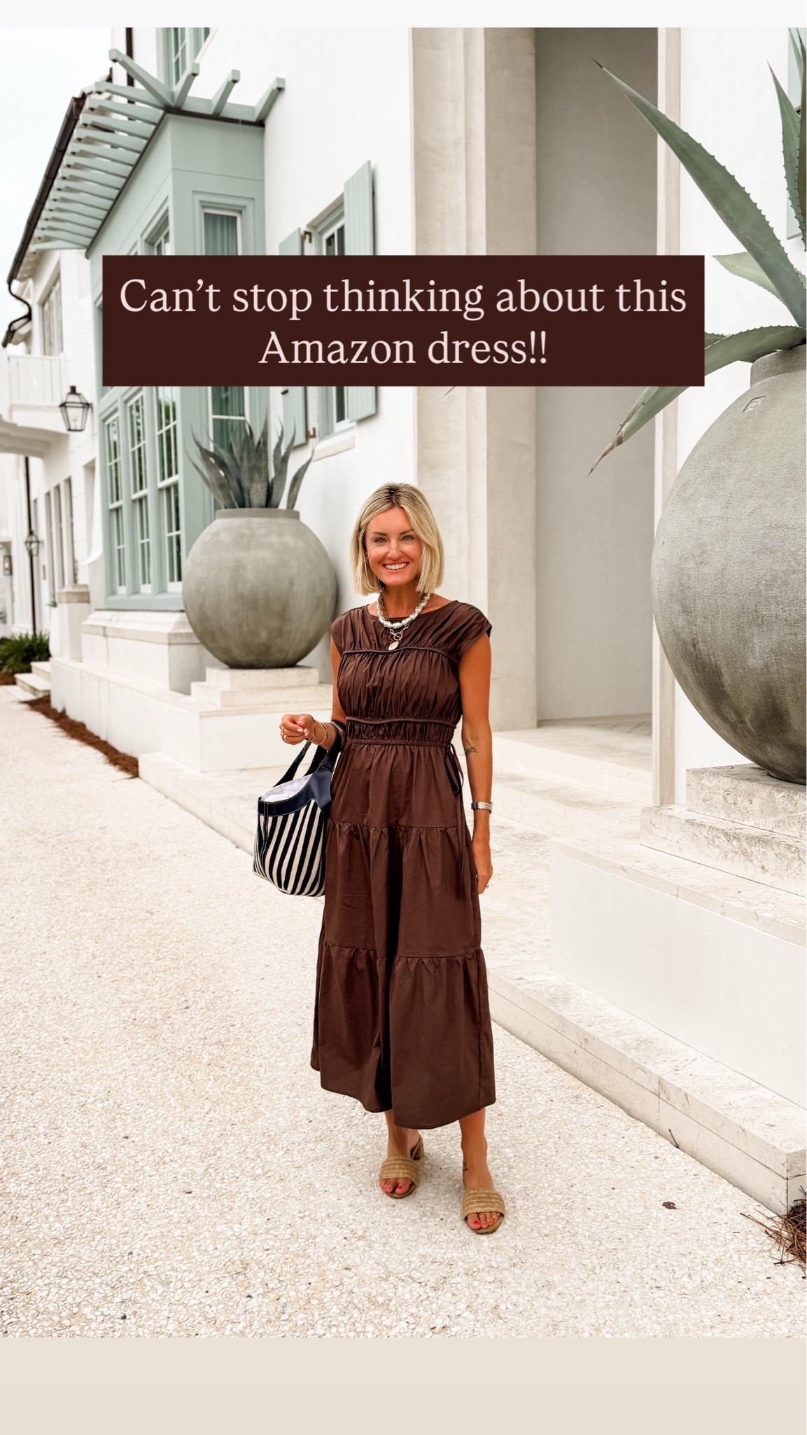 Cannot believe this brown dress is Amazon! I'm so impressed with the quality! Wearing a S! Loverly Grey, Amazon, maxi dress, resort wear, vacation looks, summer dress

#LTKootd #LTKSeasonal #LTKTravel