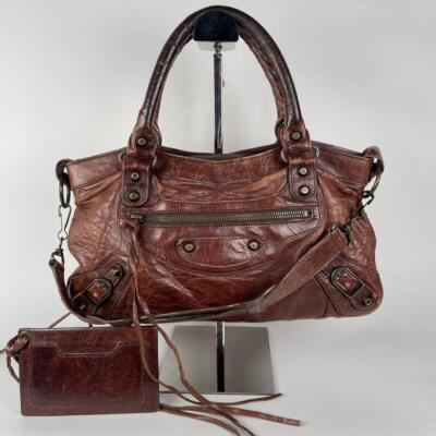 Authentic Balenciaga The First handbag shoulder bag brown leather Rare Japan | eBay US