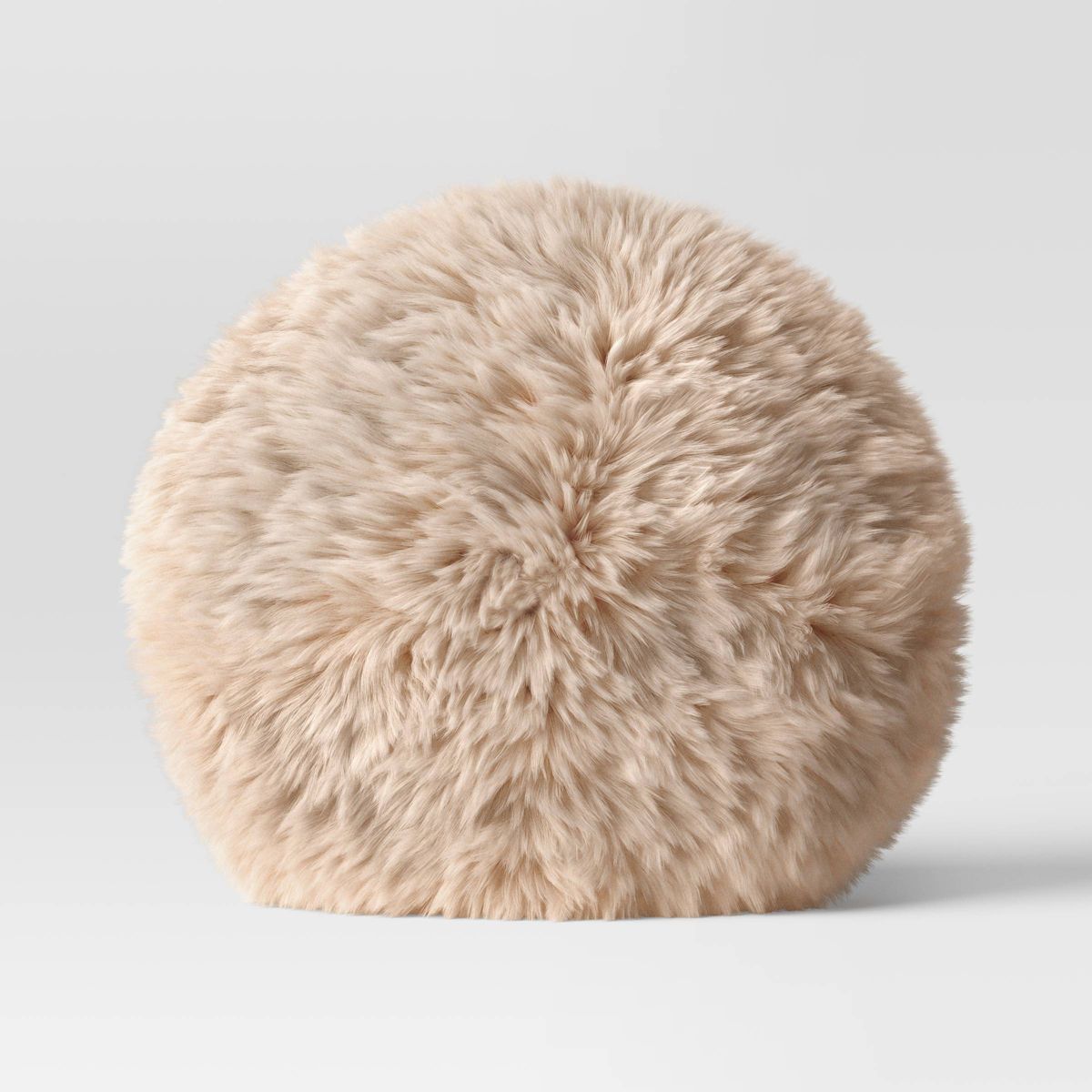 Long Faux Fur Round Throw Pillow Beige - Threshold™ | Target