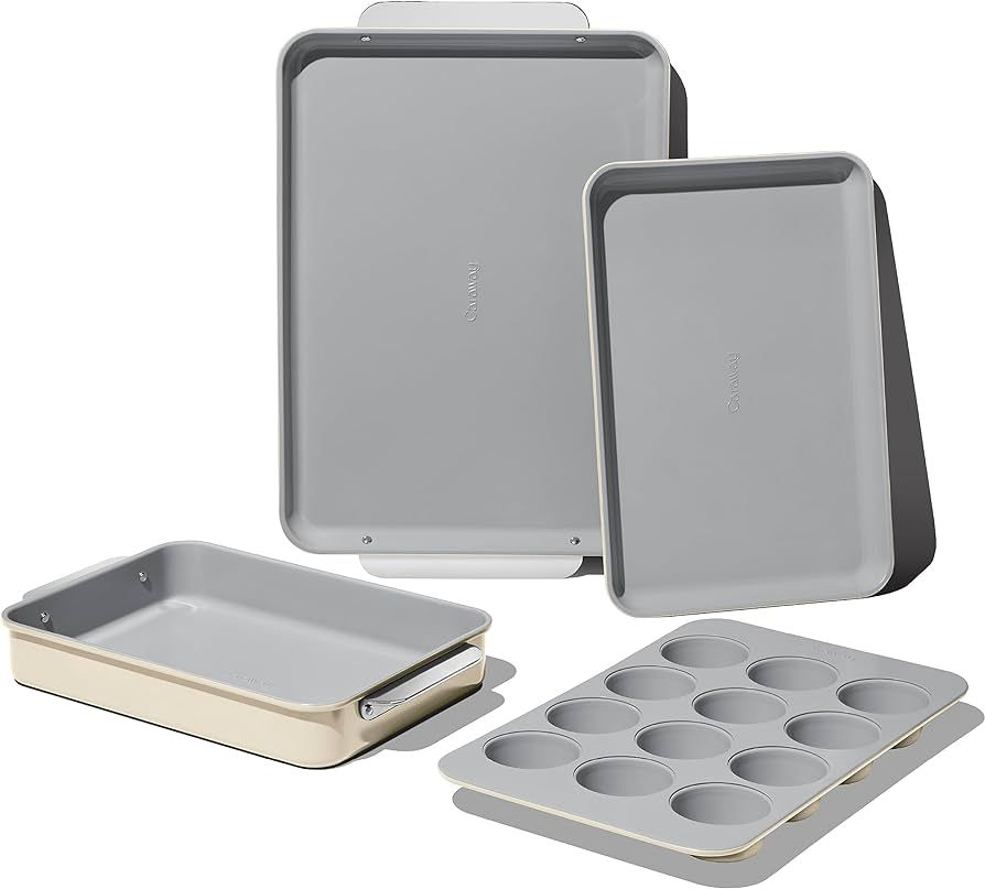 Amazon.com: Caraway Nonstick Ceramic Bakeware Set (5 Pieces) - Baking Sheets, Assorted Baking Pan... | Amazon (US)