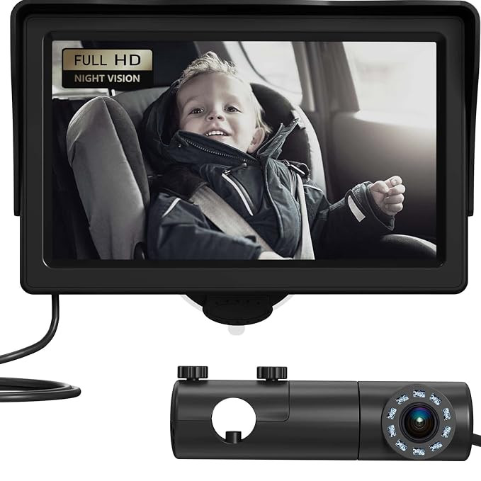 GROWNSY Baby Car Camera with Night Vision, 4.3 Inch HD Display | Baby Car Monitor with Wide Clear... | Amazon (US)
